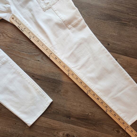 CHICO'S White So Slimming Girlfriend PATCHWORK Ankle Jeans Small - Picture 10 of 10